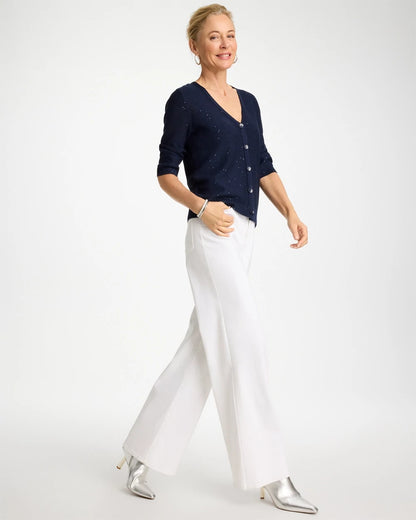 Chico's Stitchy Sequin V-Neck Cardigan