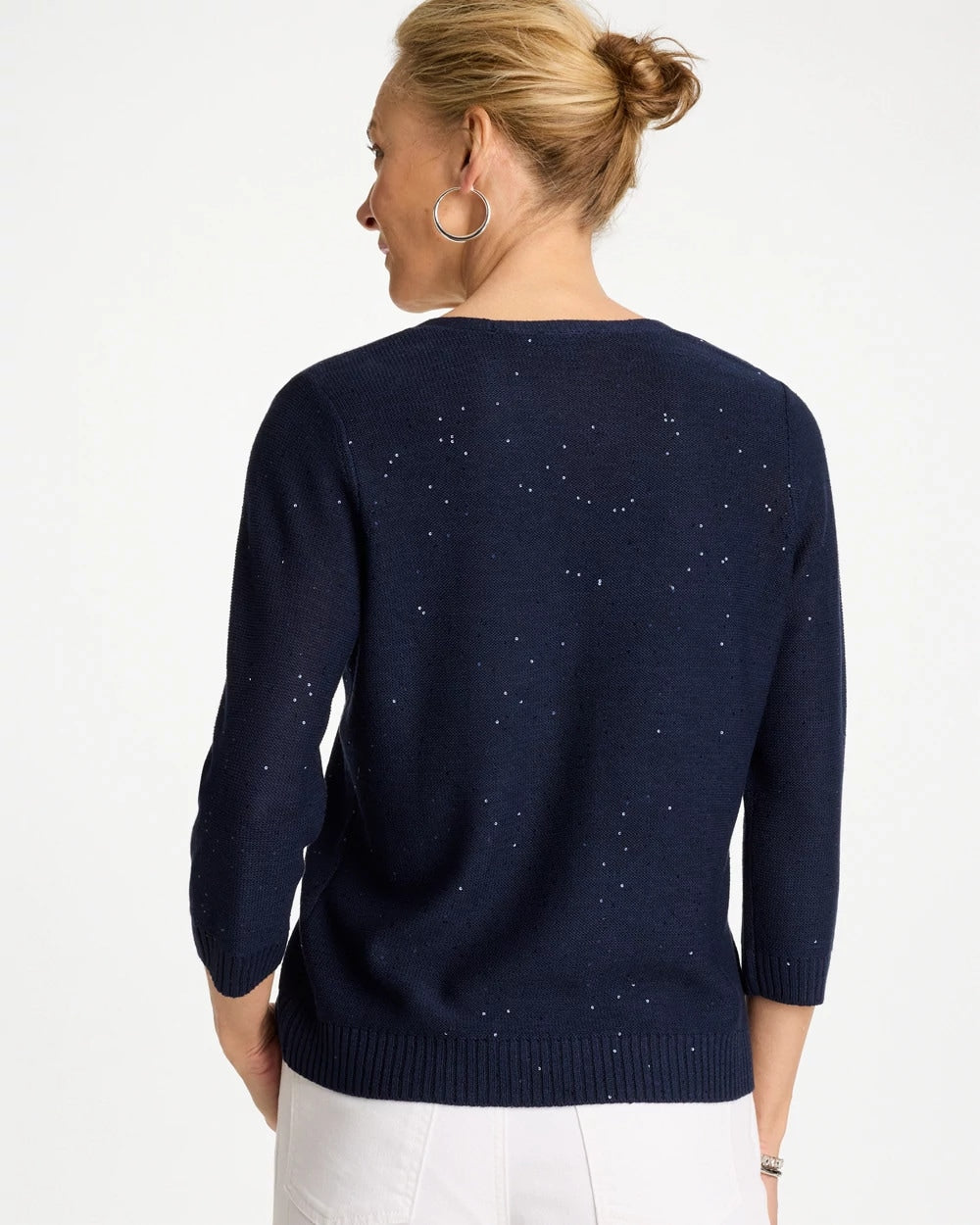 Chico's Stitchy Sequin V-Neck Cardigan