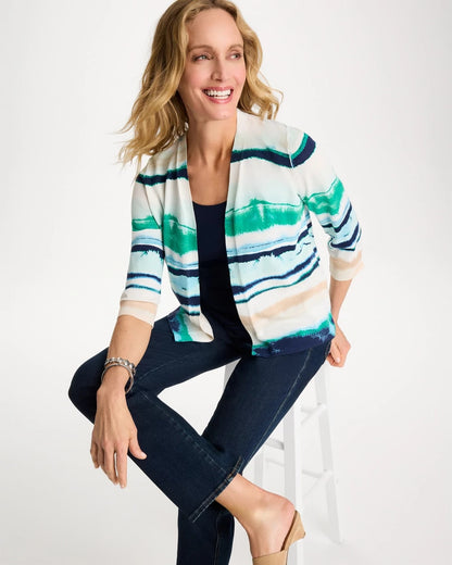Chico's Grotto Striped Summer Romance Cardigan