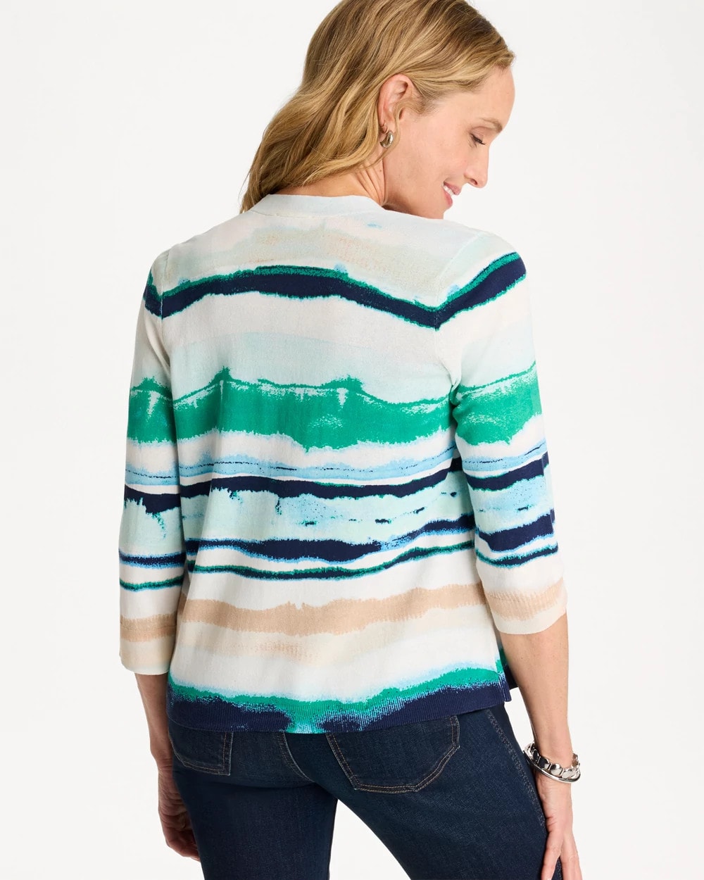 Chico's Grotto Striped Summer Romance Cardigan
