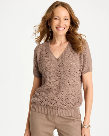 Chico's Sequin Pointelle Pullover
