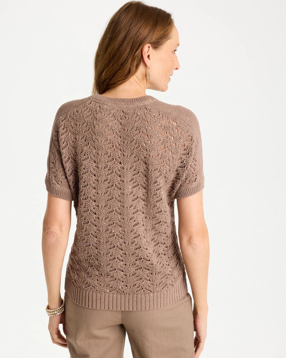Chico's Sequin Pointelle Pullover
