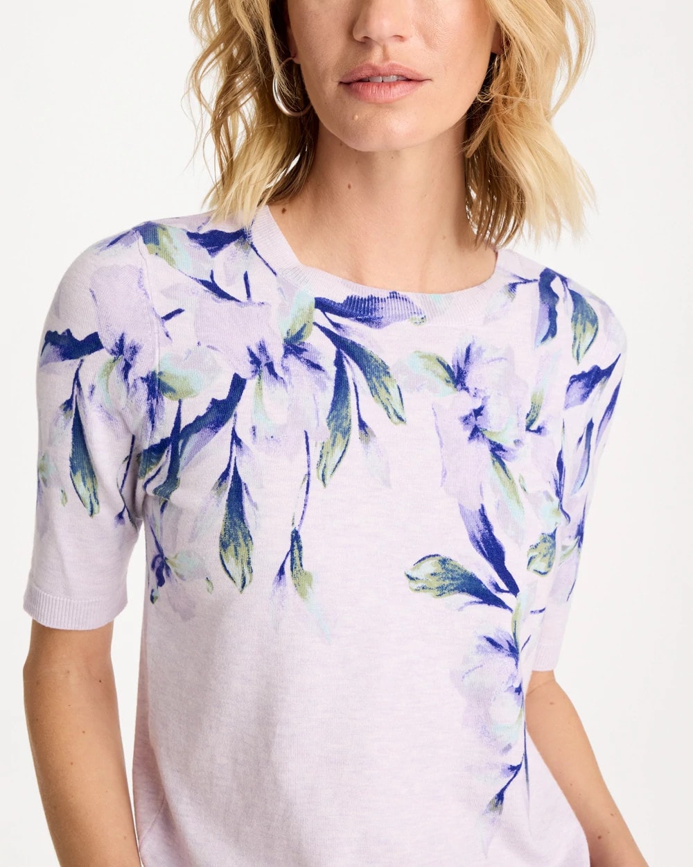 Chico's Ella Short-Sleeve Orchid Sweater