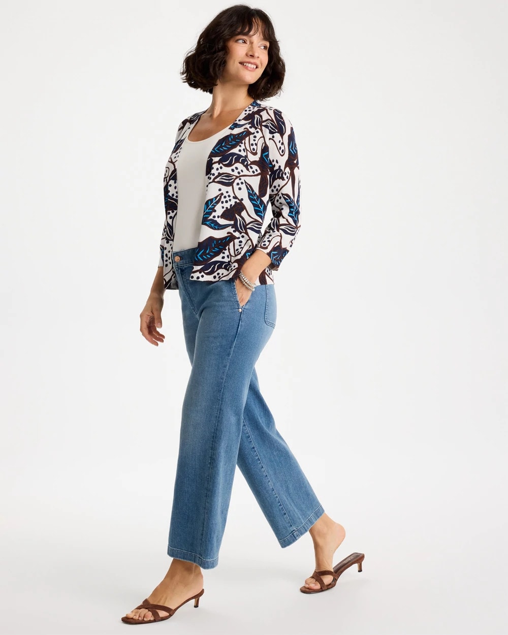 Chico's Printed Summer Romance Cardigan