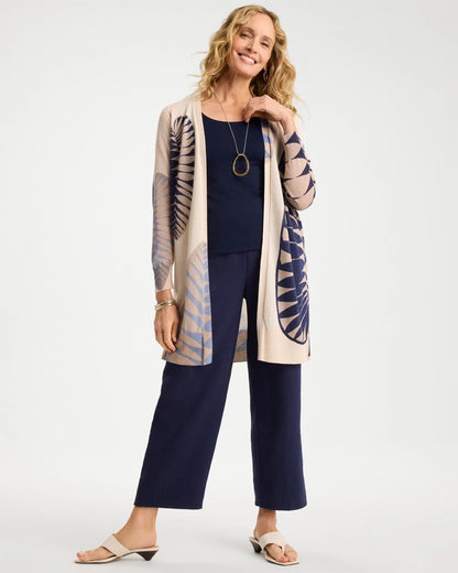 Chico's Long Leaf Print Summer Romance Cardigan