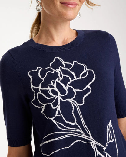 Chico's Ella Short-Sleeve Floral Sweater