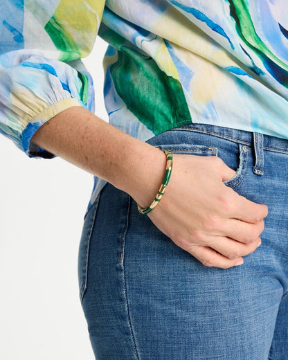 Chico's Green Enamel Hinge Bangle