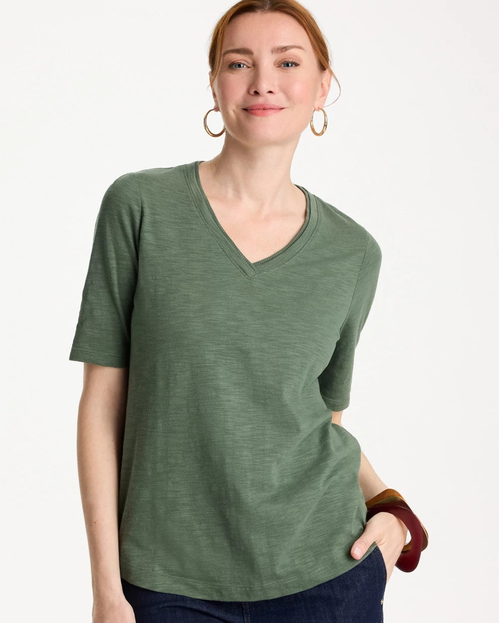 Chico's Cotton Slub V-Neck Tee