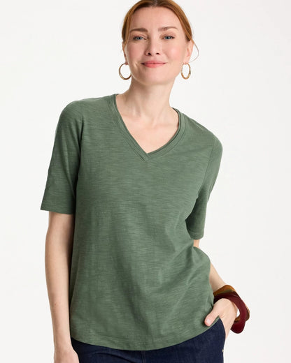 Chico's Cotton Slub V-Neck Tee