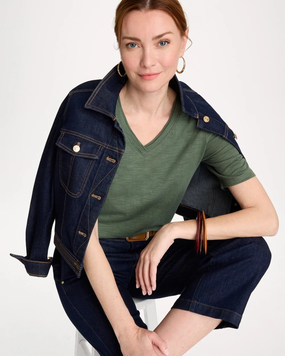 Chico's Cotton Slub V-Neck Tee