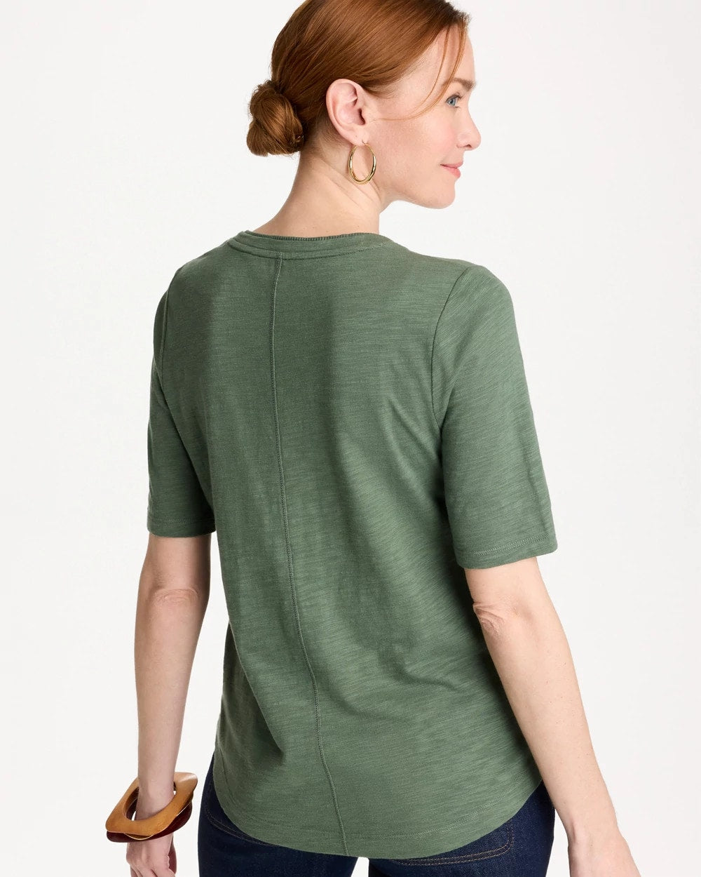 Chico's Cotton Slub V-Neck Tee