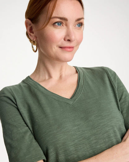 Chico's Cotton Slub V-Neck Tee