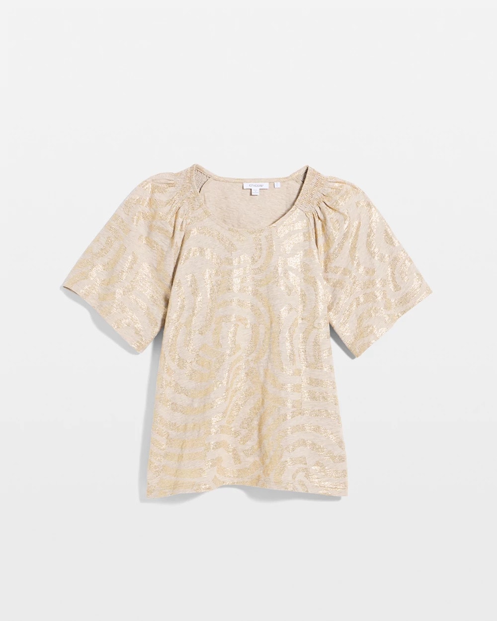 Chico's Cotton Foiled Shirred Tee
