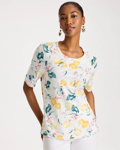 Chico's Cotton Slub Printed Tee