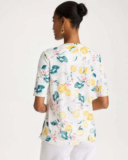 Chico's Cotton Slub Printed Tee