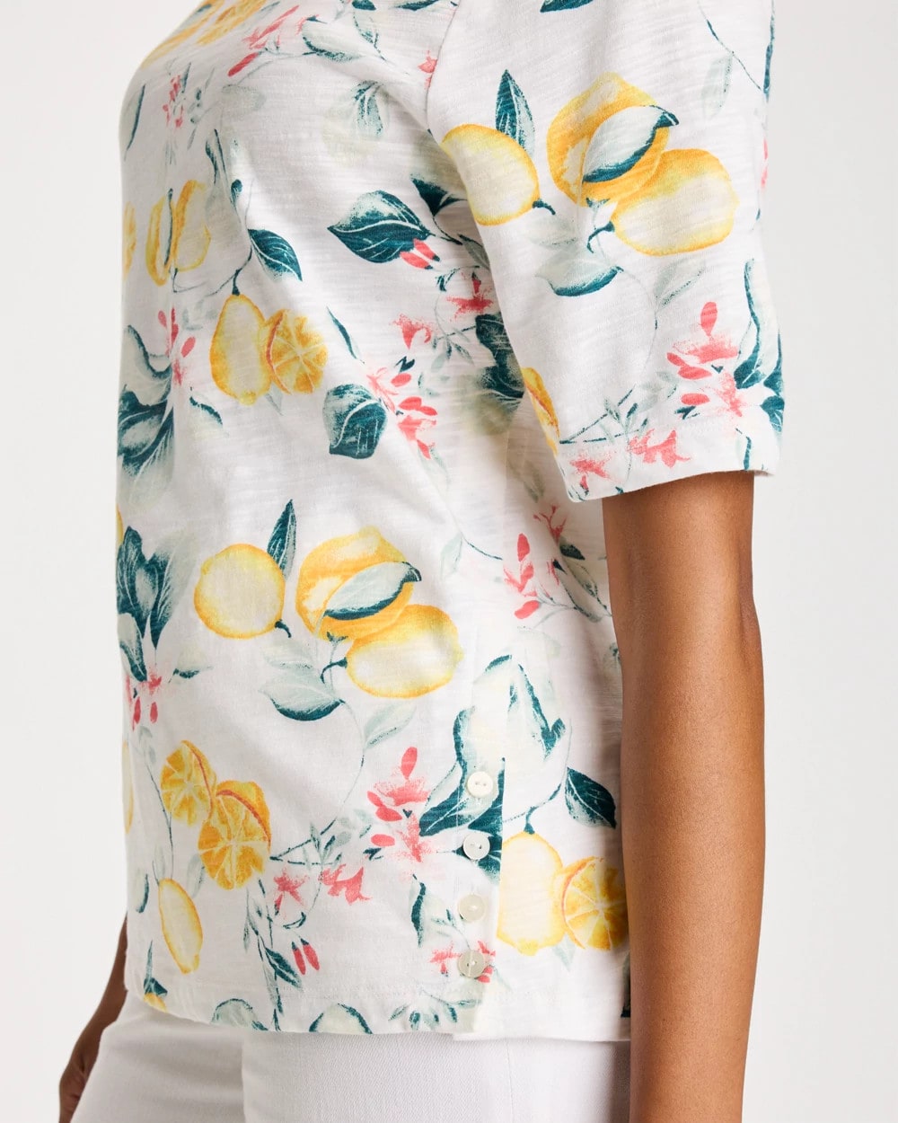 Chico's Cotton Slub Printed Tee