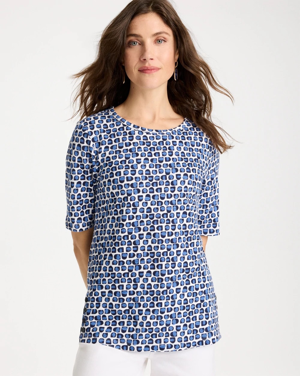 Chico's Cotton Slub Printed Tee