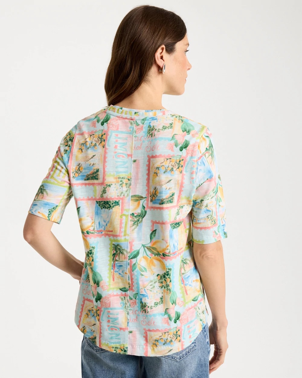 Chico's Limoni Dolci Cotton Slub V-Neck Tee