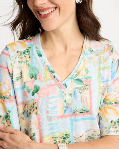 Chico's Limoni Dolci Cotton Slub V-Neck Tee