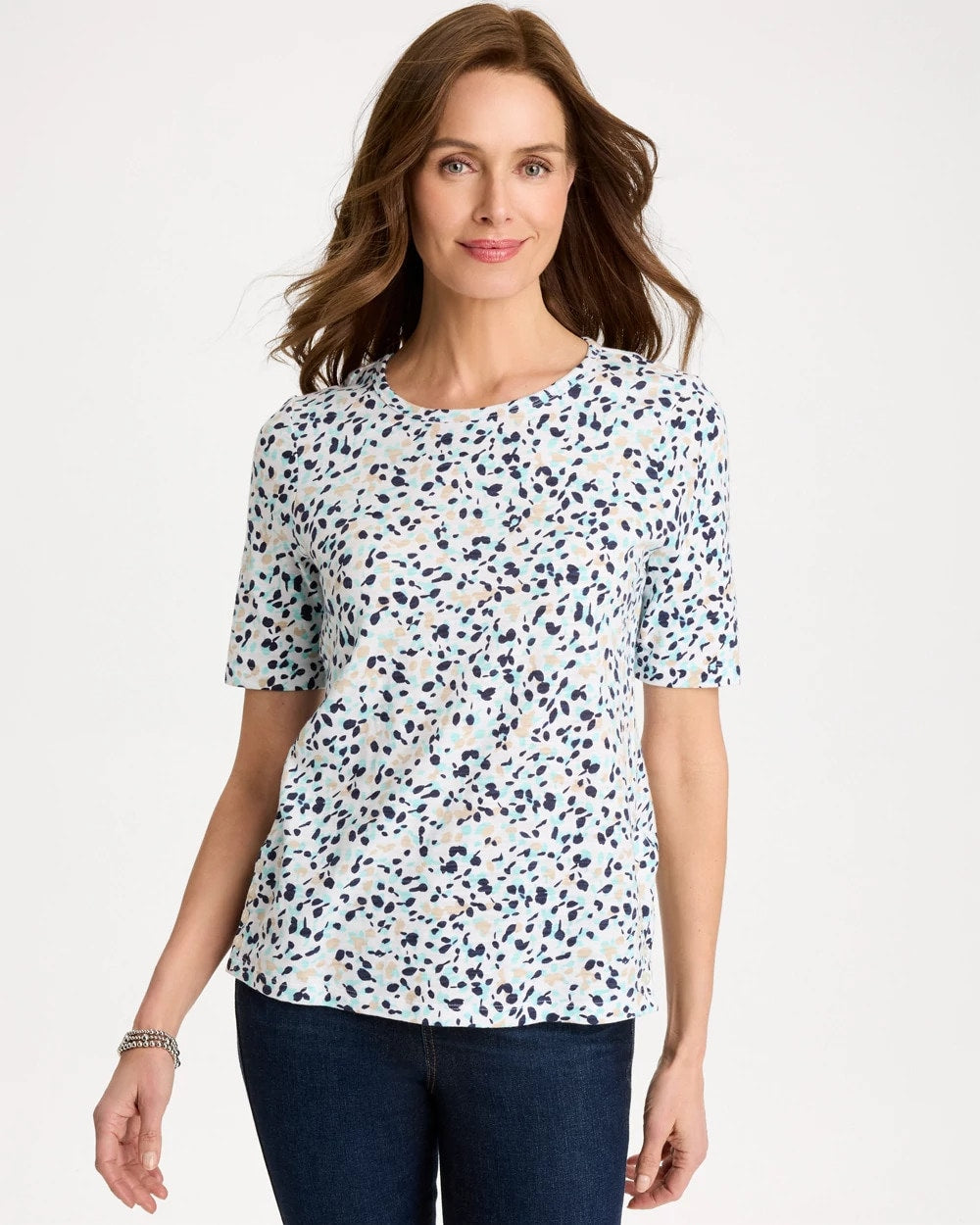 Chico's Cotton Slub Printed Tee