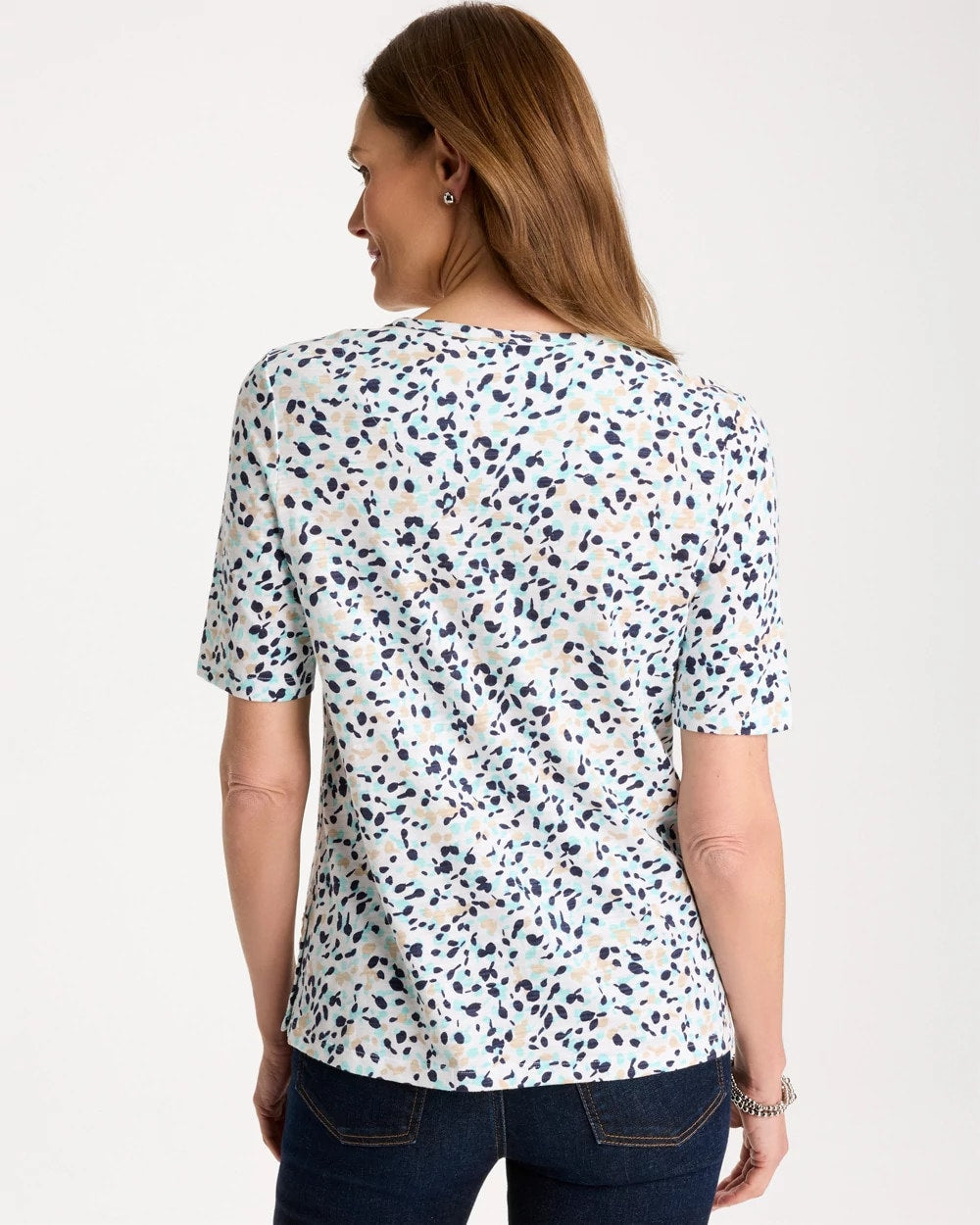 Chico's Cotton Slub Printed Tee