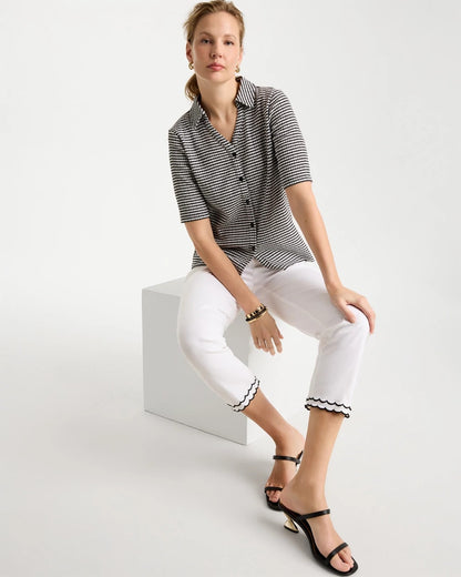 Chico's Gingham Textured Camp Tee