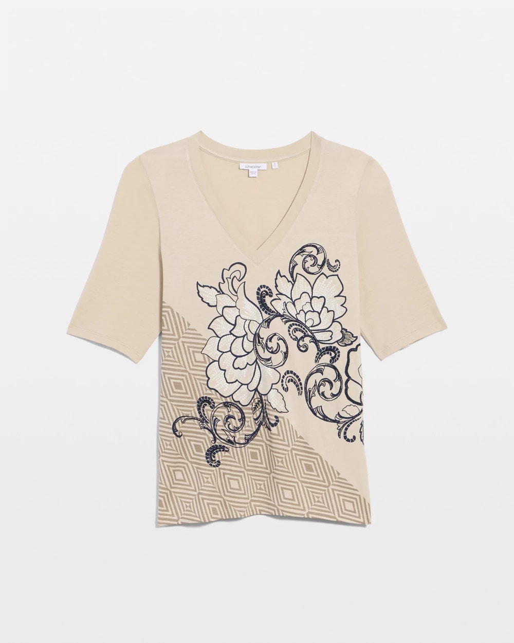 Chico's Knit Sequin Elbow Tee