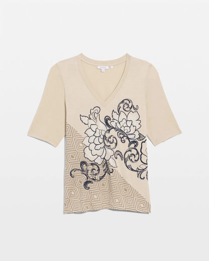 Chico's Knit Sequin Elbow Tee