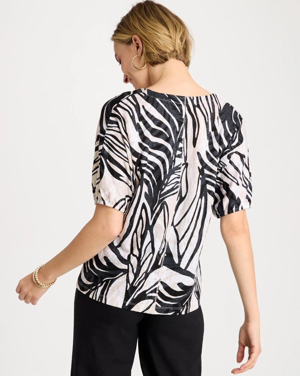 Chico's Linen Ruched Palm Tee