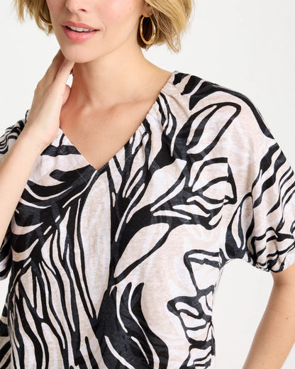 Chico's Linen Ruched Palm Tee