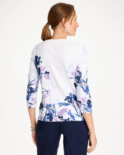 Chico's Printed Pima 3/4 Sleeve Tee