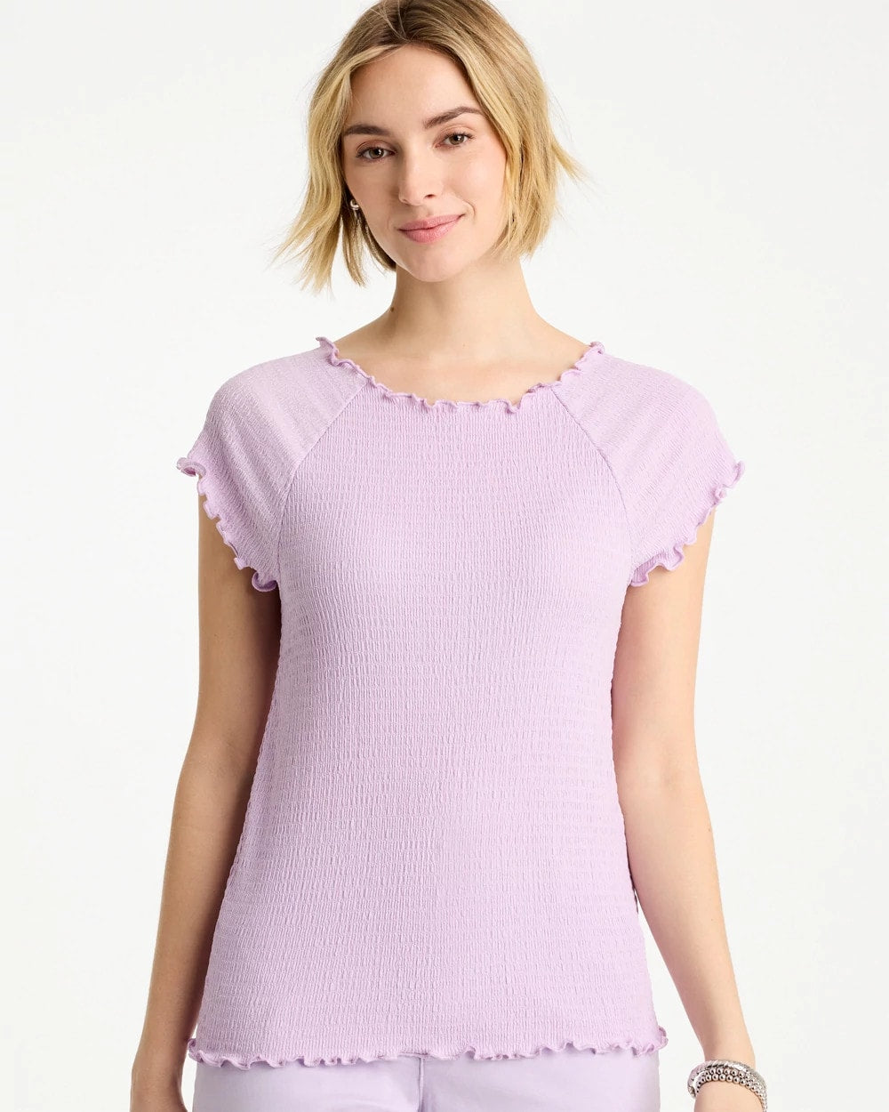Chico's Textured Knit Lettuce Raglan Tee