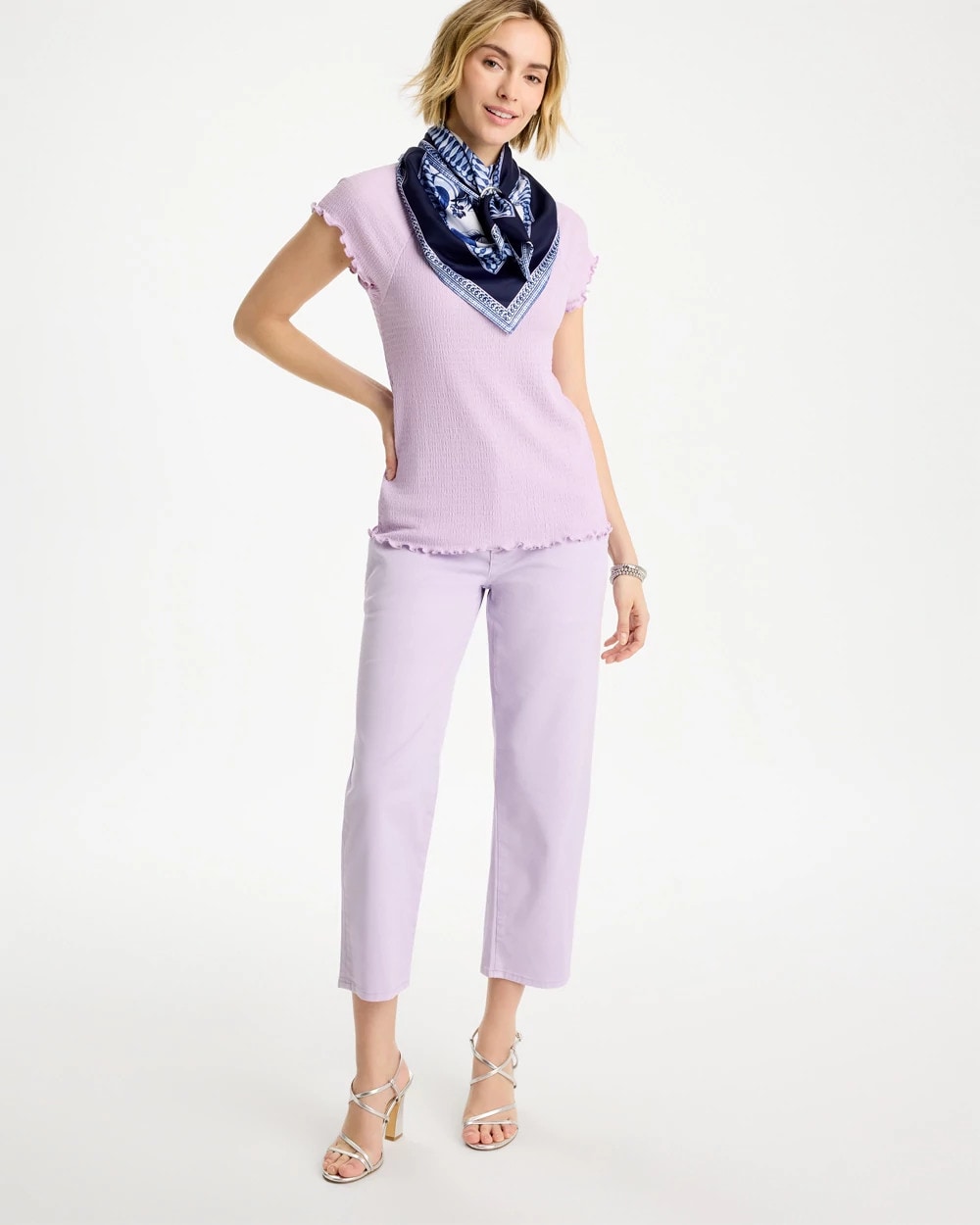 Chico's Textured Knit Lettuce Raglan Tee