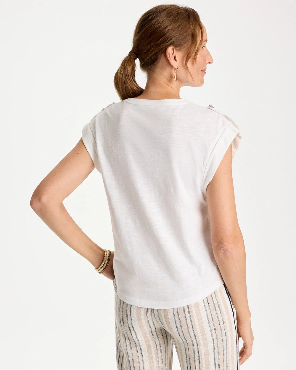 Chico's Cotton Slub Epaulette Tee