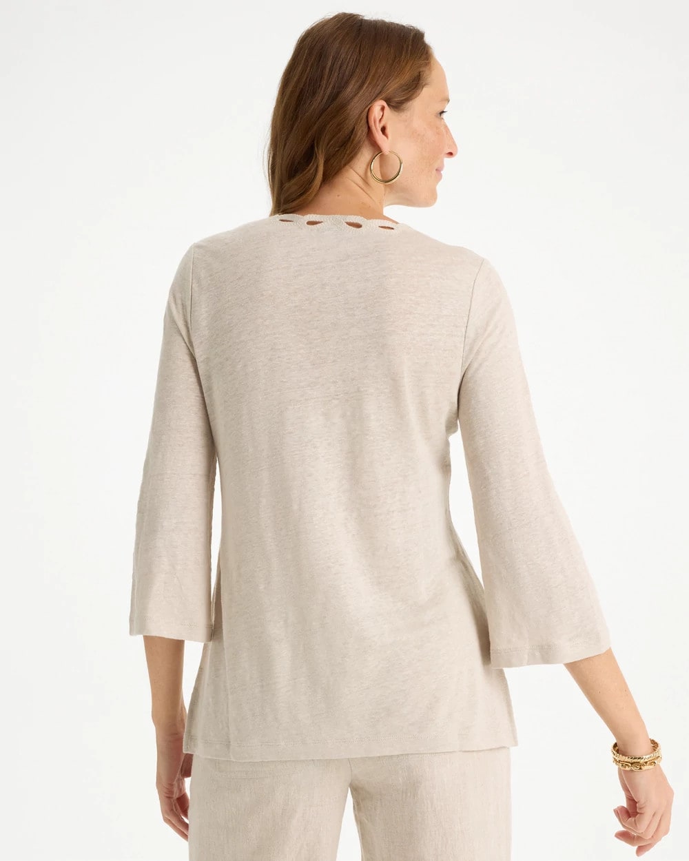 Chico's Embroidered Linen Tee