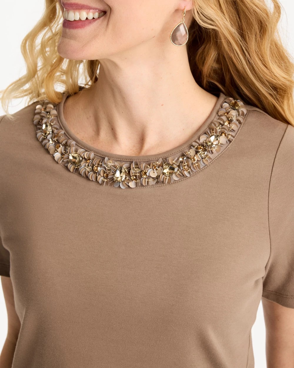 Chico's Cotton Sequin Tee