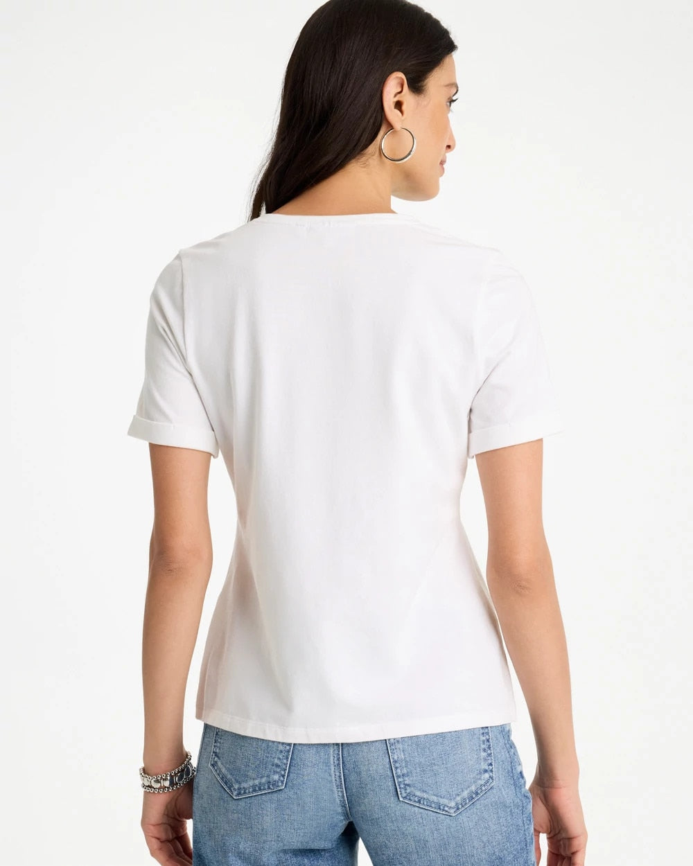 Chico's Cotton Stretch Palm Sequin Tee