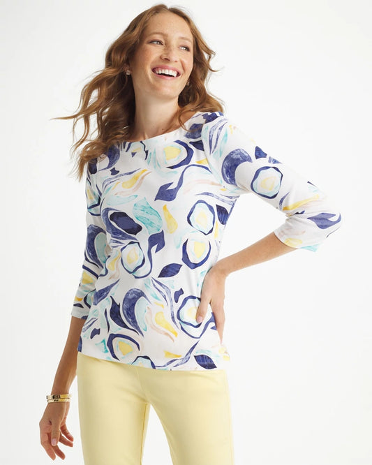 Chico's Abstract Pima 3/4 Sleeve Tee