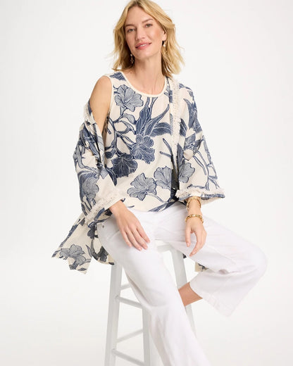 Chico's Caviar Trim Floral Tank