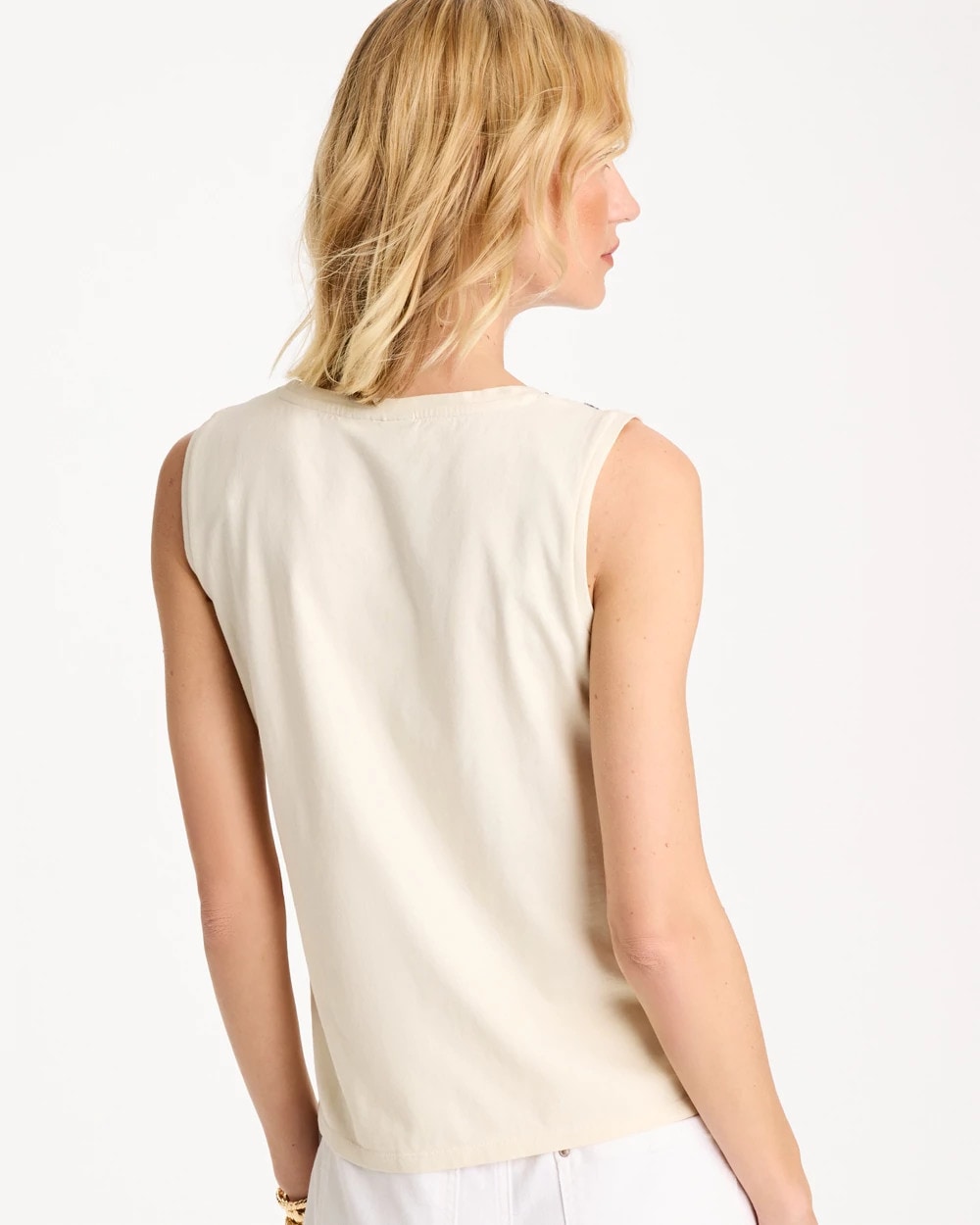 Chico's Caviar Trim Floral Tank