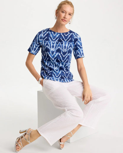 Chico's Tie Dye Chevron Pima Elbow Sleeve Tee