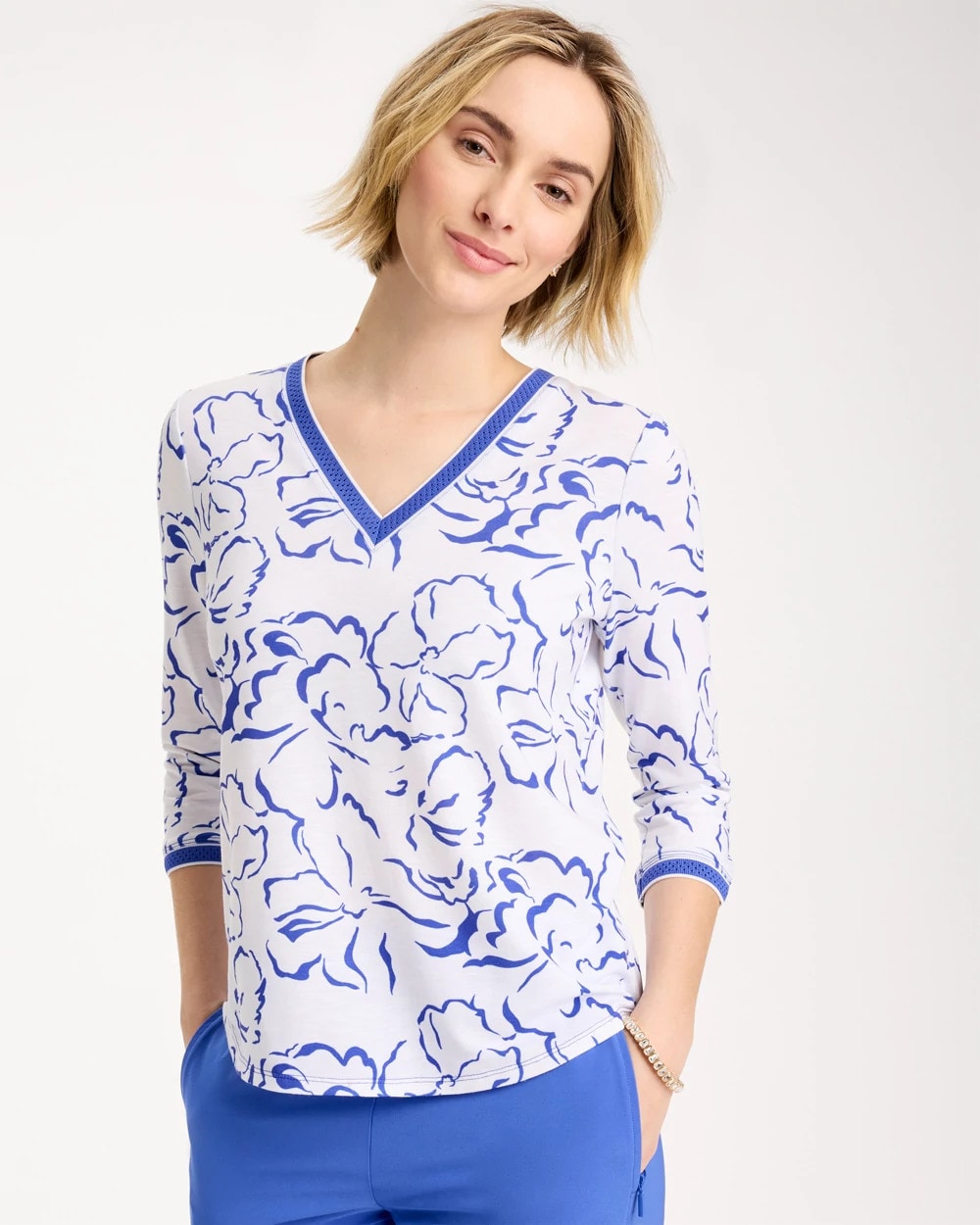 Chico's Zenergy® Slub Knit Mesh Trim Tee