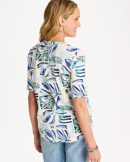 Chico's Palm Cotton Slub V-Neck Tee