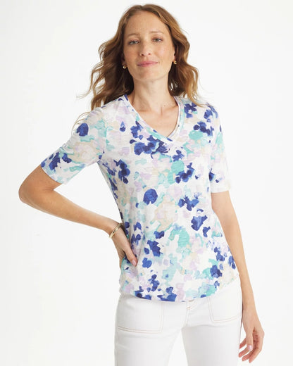 Chico's Pebbles Cotton Slub V-Neck Tee