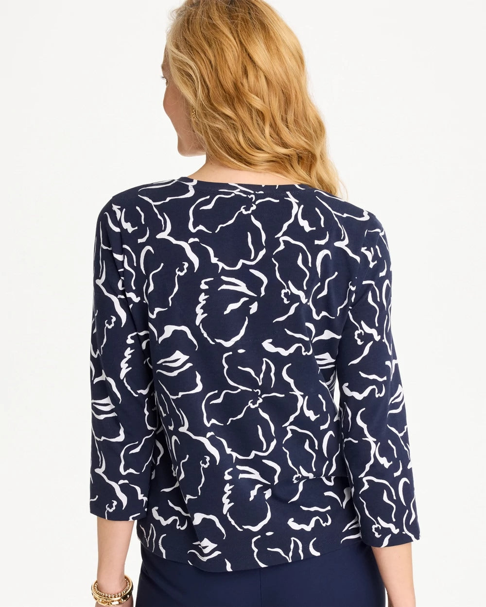 Chico's Maya Cotton Stretch 3/4 Sleeve Tee