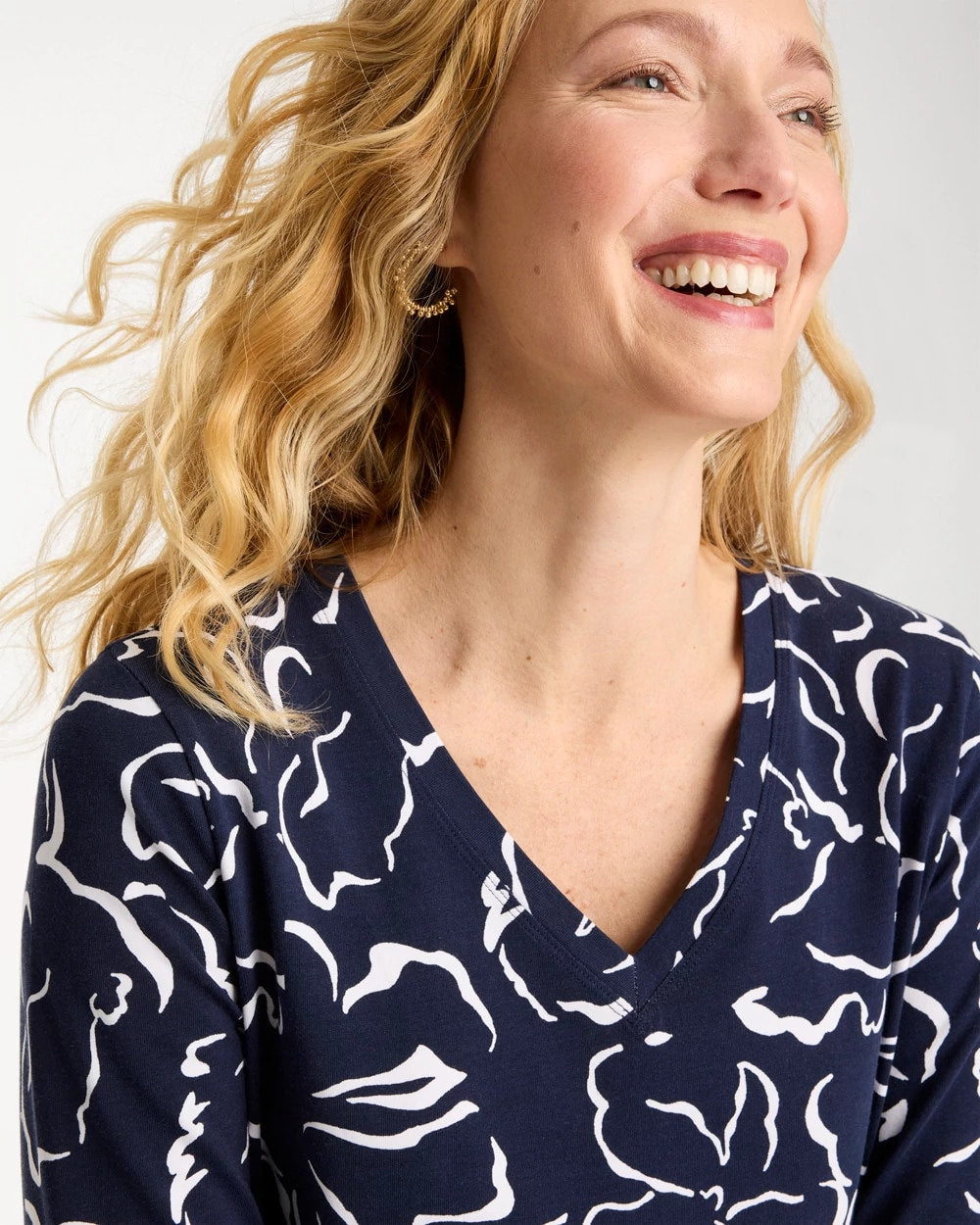 Chico's Maya Cotton Stretch 3/4 Sleeve Tee