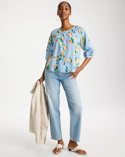 Chico's Cotton Voile Printed Blouse