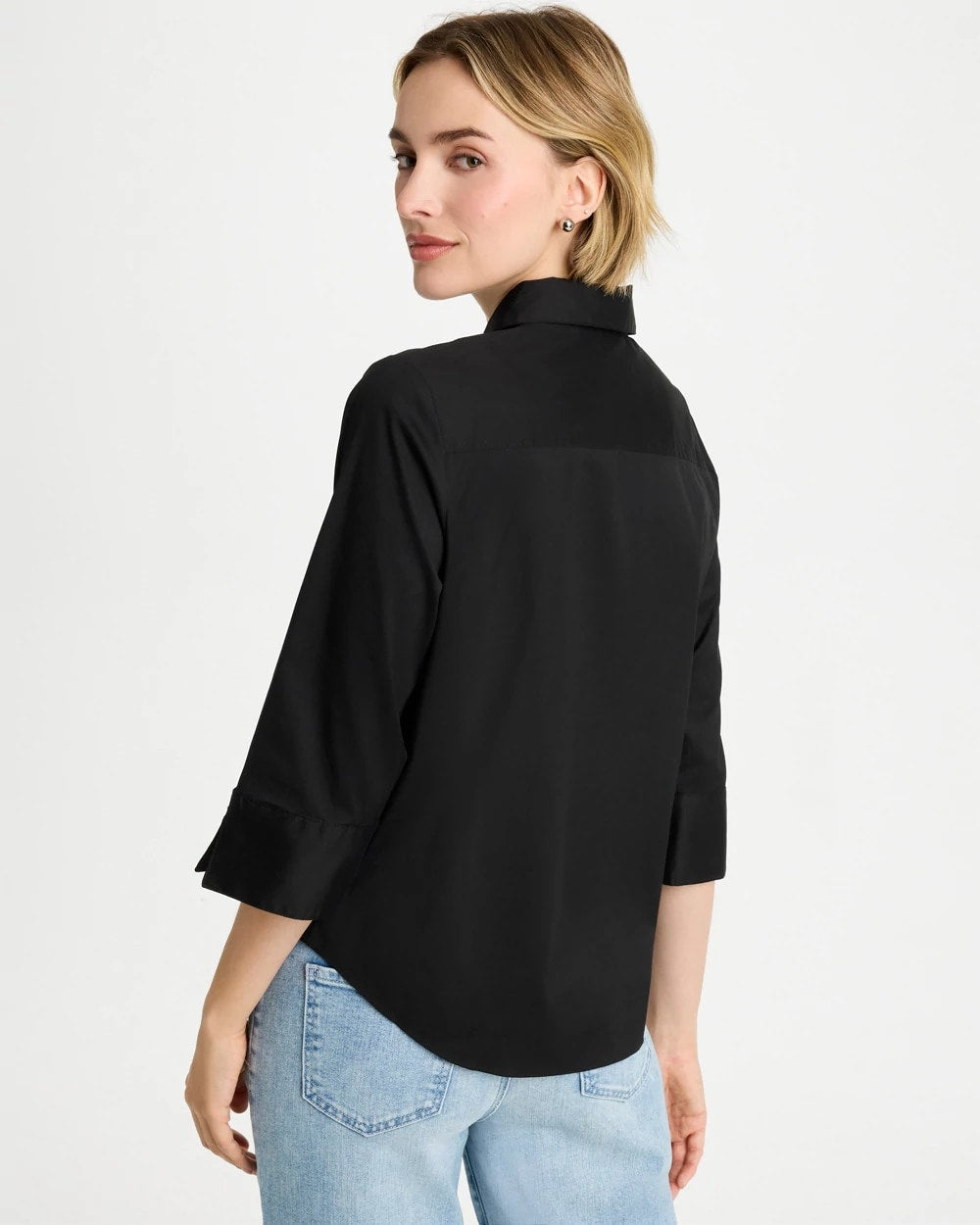 Chico's Poplin Cotton Tie-Front Top