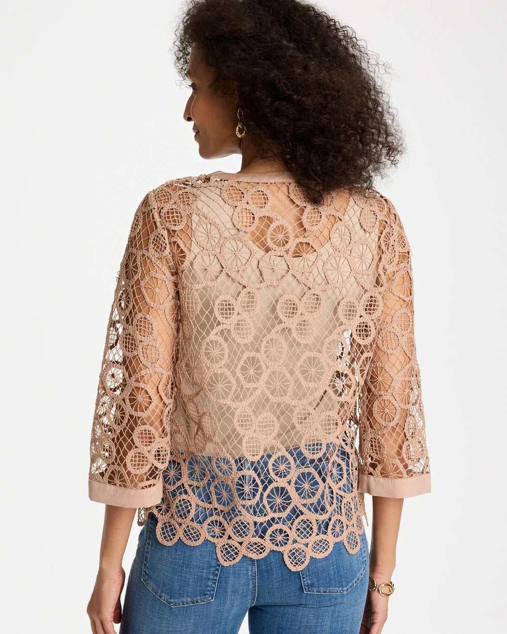 Chico's Mixed-Media Medallion Lace Top