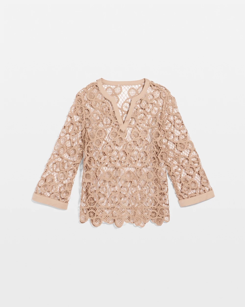 Chico's Mixed-Media Medallion Lace Top